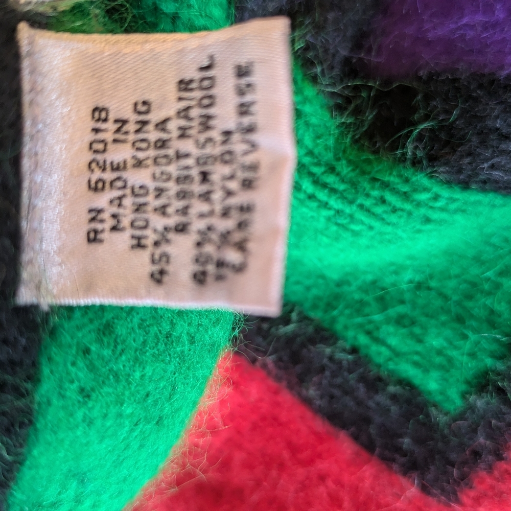 90's Colorblock Angora Geometric Sweater - Picture 13 of 14